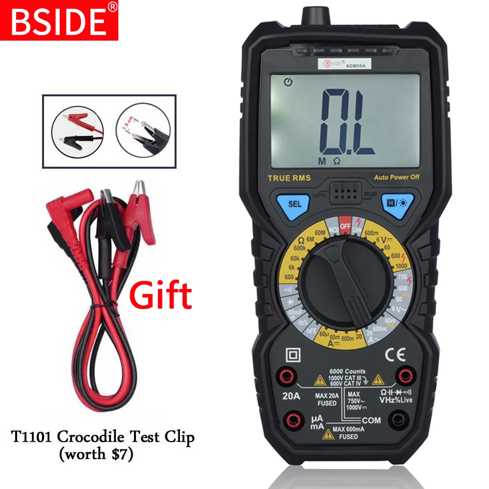 

BSIDE ADM08A True RMS Value Digital Multimeter DC/AC Capacitance Frequency Meters Testers Instrumentation Multitester