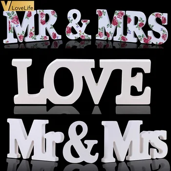 

1set Letters White DIY Freestanding Wooden Alphabet Wedding Birthday Party Home Decorations Personalised Love Mr&Mrs