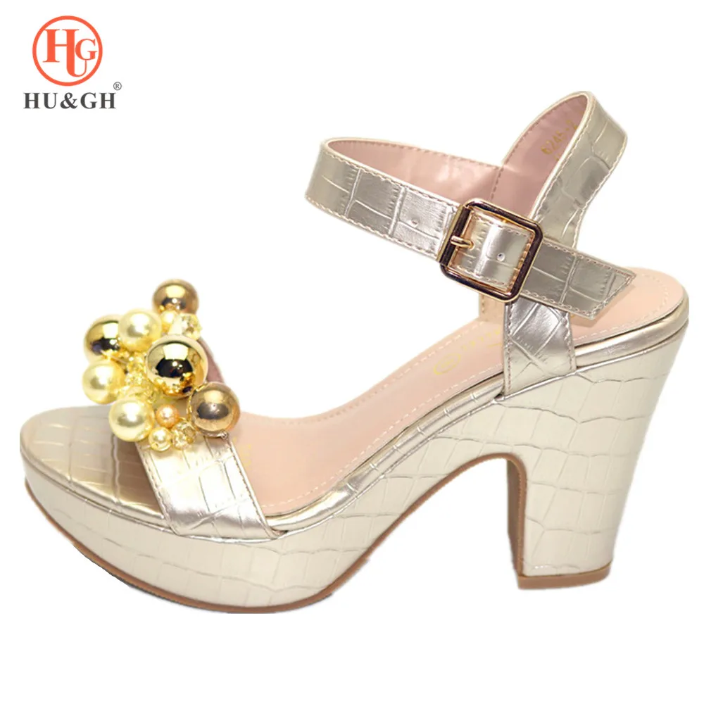 

New Arrival Gold Color Italian Women Sandals Shoe for Party African Wedding High Heels Slip on Women Pumps Slip on Wedding Shoes