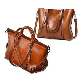 

2 Pcs Handbag Purse Lady Messenger Shoulder Bag Satchel, 31 X 11.5 X 27.5cm & 38 X 13 X 27cm
