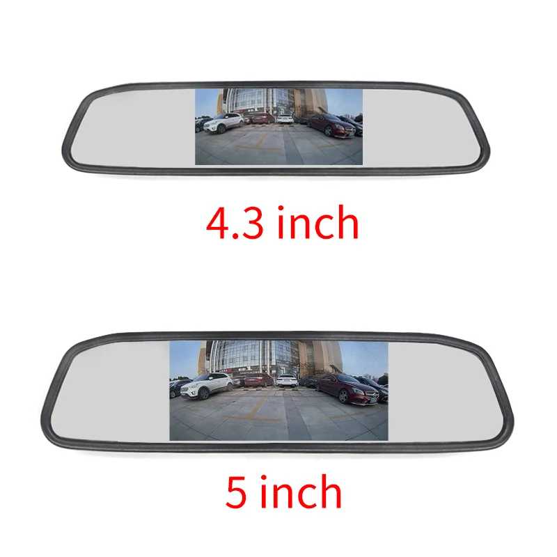 Hippcron Car Rearview Mirror Monitor 4.3 Or 5 Inch HD Video Auto Parking Monitor For Night Vision LED Reversing Cameras car parking monitor