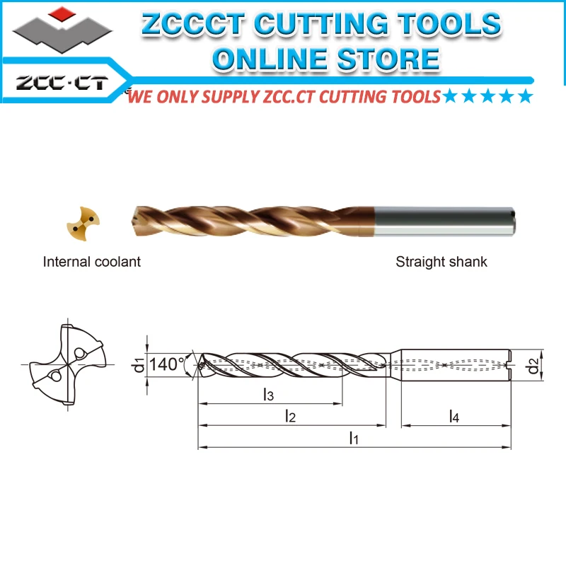 

ZCCCT twist drill GD05C-1050 10.5mm internal coolant drill bit