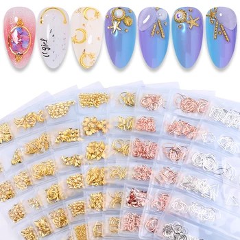

1 Bag Star Month Hollow Gold Silver Nail Rhinestones Stones Metal Jewelry 3D Nail Art Decoration Nail Art Designs