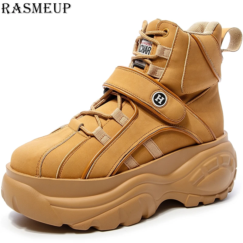 RASMEUP/женские кроссовки на платформе; модные брендовые женские массивные кроссовки; удобные повседневные женские ботильоны желтого цвета для папы