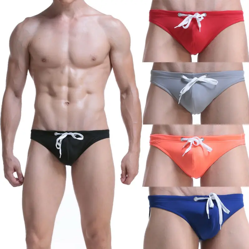 Sexy Swim Trunks Men's Swimsuit New Swimming Briefs Triangle Mens Bikini Swimwear Beach Bathing Suit Non-slip Waist Ties Shorts