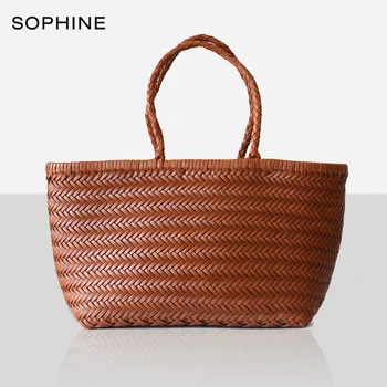 

Luxury brand designer style handbag women bags cowhide leather Knitting Basket casual tote female bag Weave