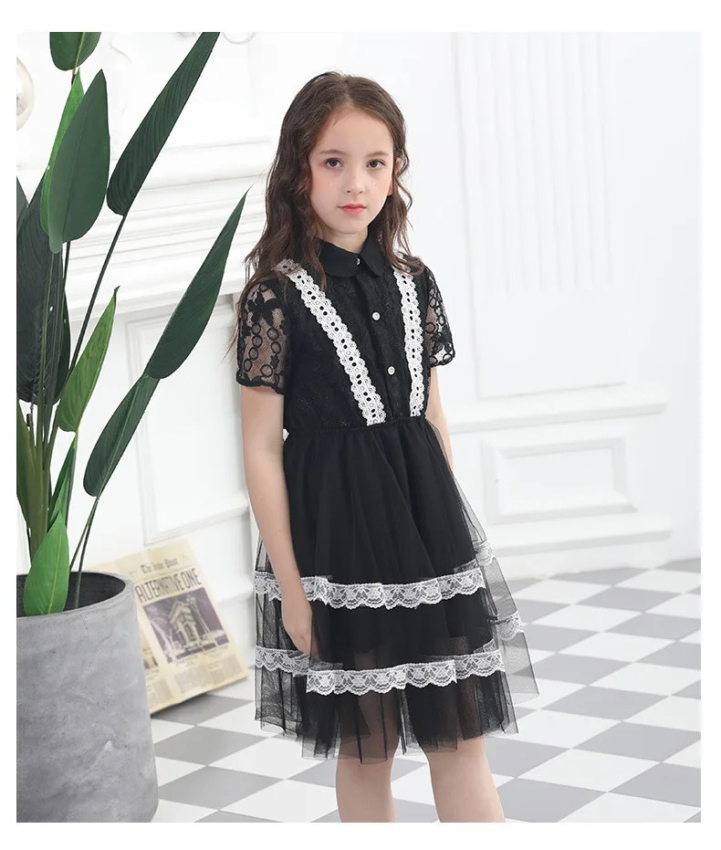 Новое осенне-зимнее кружевное черное Сетчатое платье принцессы для девочек, мусульманские Вечерние платья принцессы для девочек