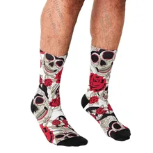 

Funny Men's socks Sugar Skull Day of Gold Calavera Printed hip hop Men Happy Socks cute boys street style Crazy Socks for men