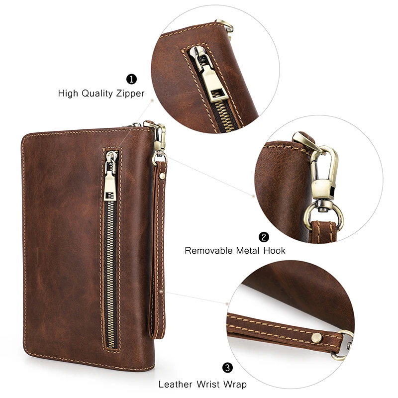 Pochette Wallet Dual Zipper Men's Clutches Portefeuille Homme Lux Passport  Cover Large Capacity Leather Long Grote Portemonnee - Wallets - AliExpress