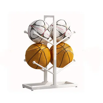 

New Sports Equipment 2 Tiers Basketball Holder Football Storage Rack Balls Container Rack Display Stand - White/Black