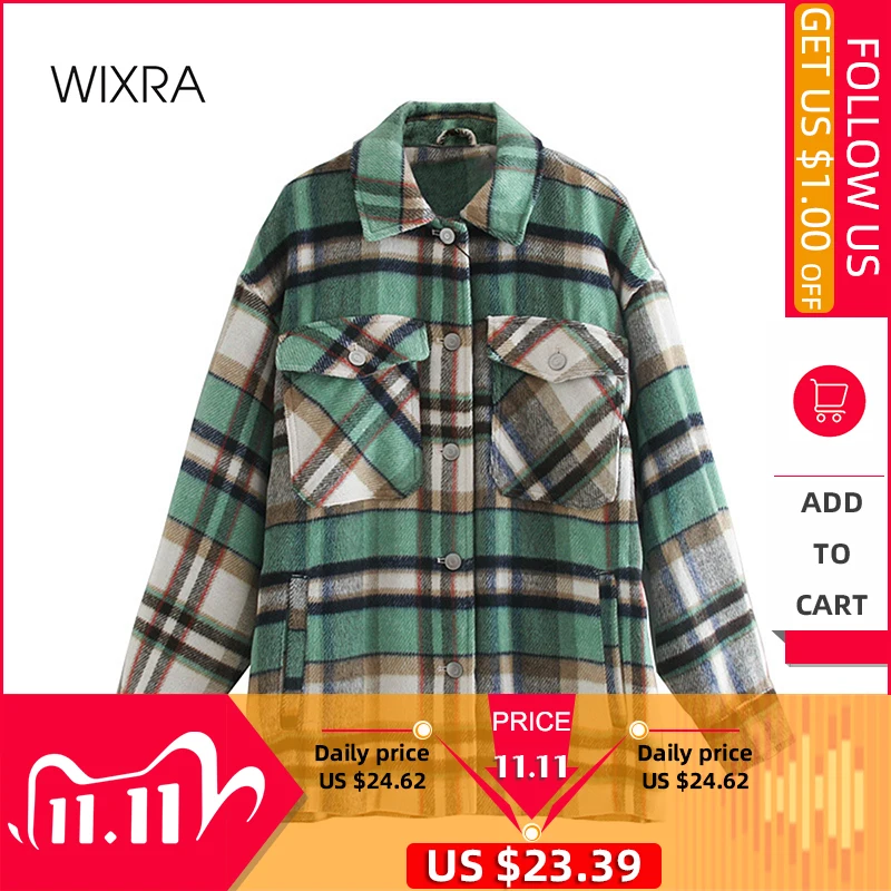 Женская клетчатая куртка с карманами, на осень/зиму|Куртки| | АлиЭкспресс - моя зеленая коллекция