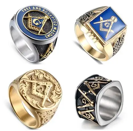 10pcs/lot Exquisite Stainless Titanium Freemason Ring Letter G Masonic ...