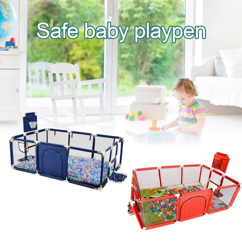 Baby Mesh Fence Game Fence Basketball Hoop Oversized Baby Toddler Play Center Indoor Room Outer Fence Ball Pool 6