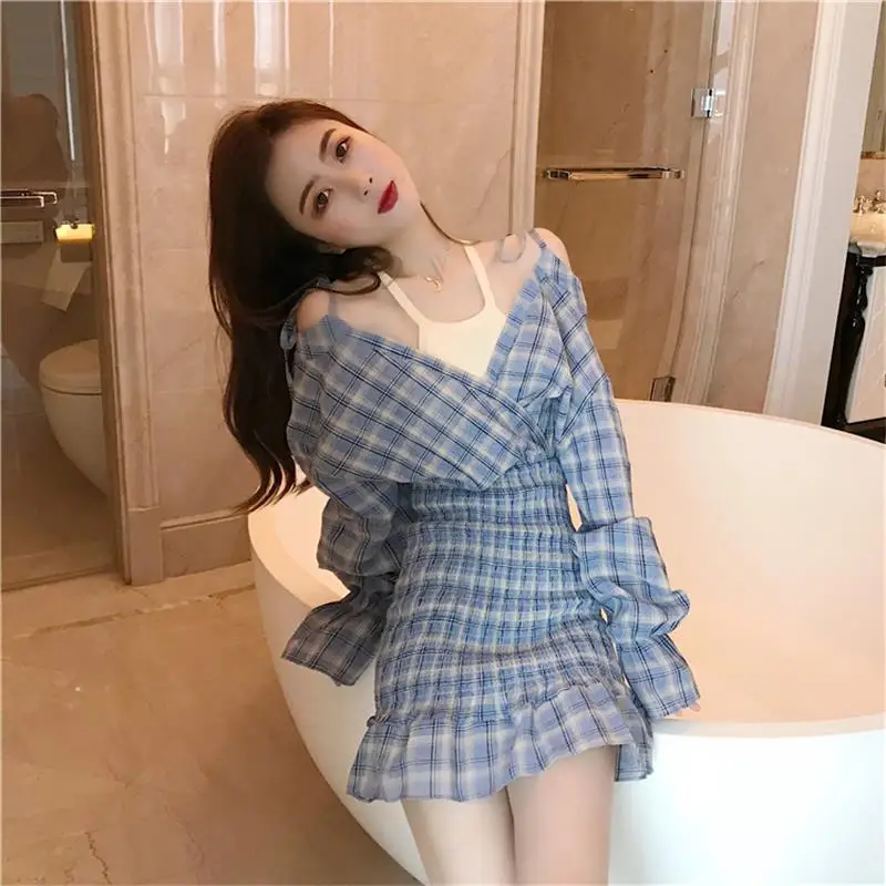 Осенние женские платья японский Harajuku Ulzzang Винтаж Ins свободное Повседневное