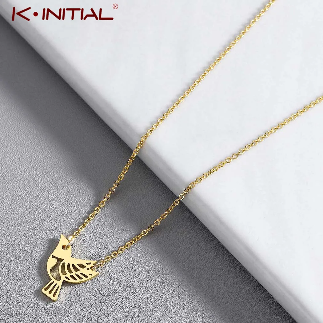 Kinitial Stainless Steel Bird Necklace for women Charm Animal Pendant Chain Necklaces &amp Pendants Chokers Fashion Collar Jewelry |