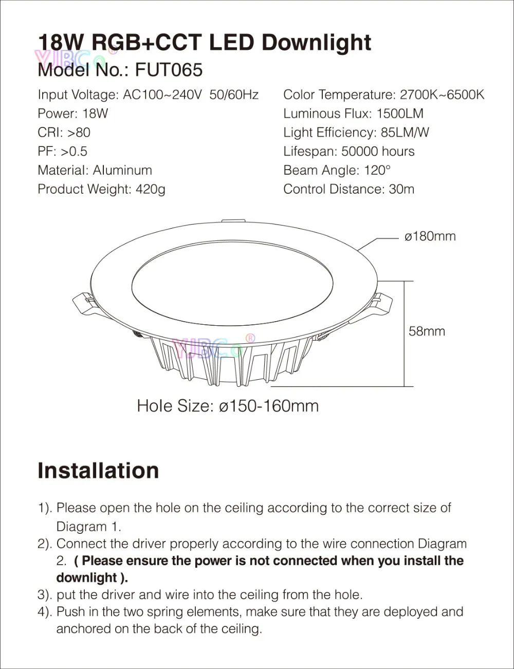 Miboxer светодиодный светильник 18 Вт RGB+ CCT FUT065 AC 100 V-240 V круглый регулируемый светодиодный потолочный светильник