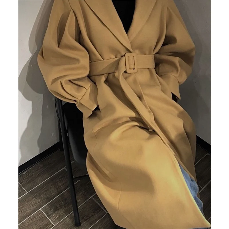 Very best BGTEEVER Fashion Sashes Belted Woolen Women Blend Coat Winter Thicken Female Long OverCoat Fashion