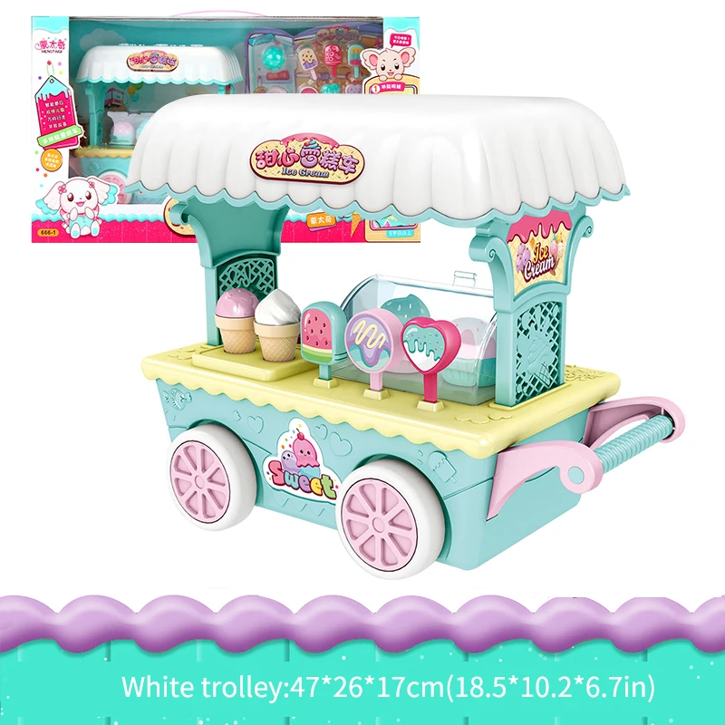 Baby Shining Baby Pretend Play Toys Ice-cream Sell Car Simulation Rabbit 3Y+ Music Light Kids Birthday Gifts