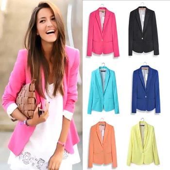 

Fashion Women Blazer Black Formal Blazers Lady Office Work Suit jacket Coat Slim Pink Yellow Blue Women Blazer Blazer Feminino