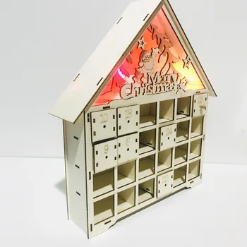 

Wooden Advent Calendar Countdown Lights Christmas Party 24 Pull-Out Drawers LED Light AIA99