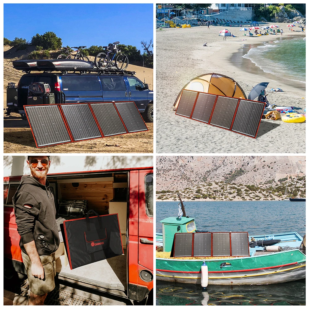 Солнечные панели Dokio складные 200 Вт (50 x 4 шт.) 18 в 12 В|black solar panel|solar panel 200wpanel |