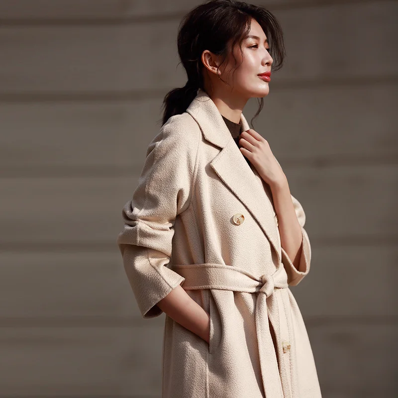 Vintage Winter Coat Wool Women Double Sided Long Jacket Oversize Windbreaker Abrigos Mujer Invierno 2020 9604 YY724 | Женская одежда