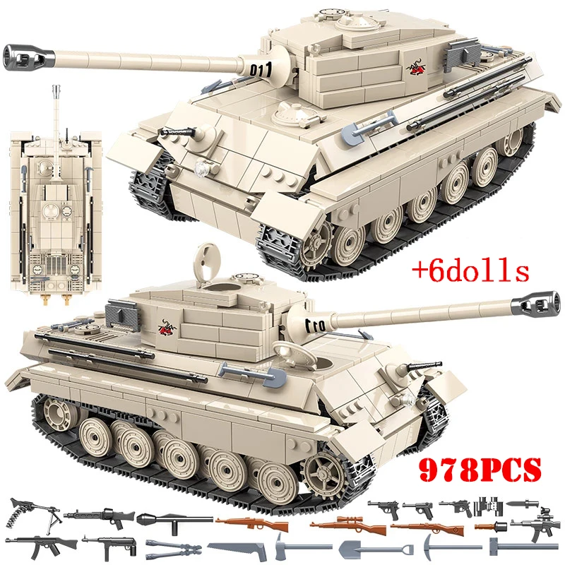 Buildarmy WW2 German King Tiger Tiger II Heavy Tank Construction Toy Set 