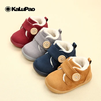 

2019 New Arrive Winter Shoes Baby Buckle Two Cotton Flannel Sneaker Baby Winter Shoes Suede Non-slip Soft Rubber Toddler Shoes