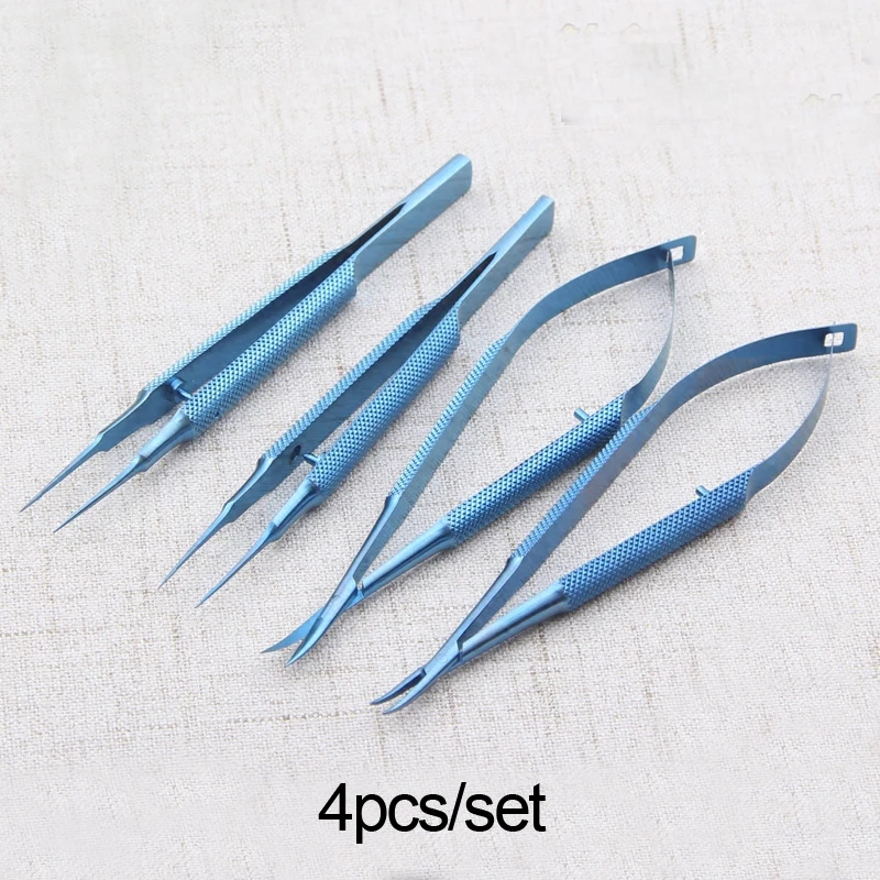 Ophthalmic instruments set forcep needle holder scissor Titanium alloy 12.5cm capsulorhexis forceps cornea scissors ophthalmic tool surgical instruments