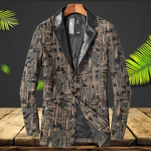 Мужской костюм из овчины из натуральной кожи, приталенный мужской модный кожаный пиджак с принтом, весна-осень, мужские кожаные пальто