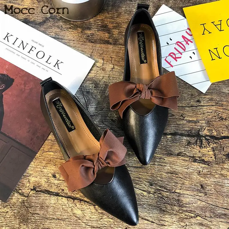 

Summer Women Bow Flat Shoes Ballet Shoes Slip On Loafers Moccasins Fashion Pointed Toe Flats Casual Zapatos Mujer Plus Size43 44