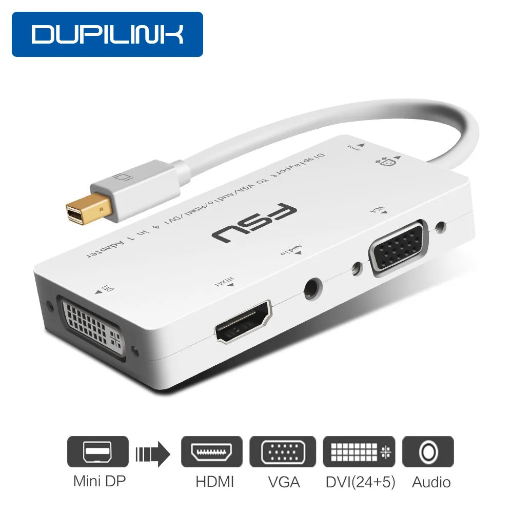 4 в 1 Thunderbolt Mini DisplayPort DP к HDMI DVI VGA Кабельный разъем для Apple MacBook Pro Air PC аудио