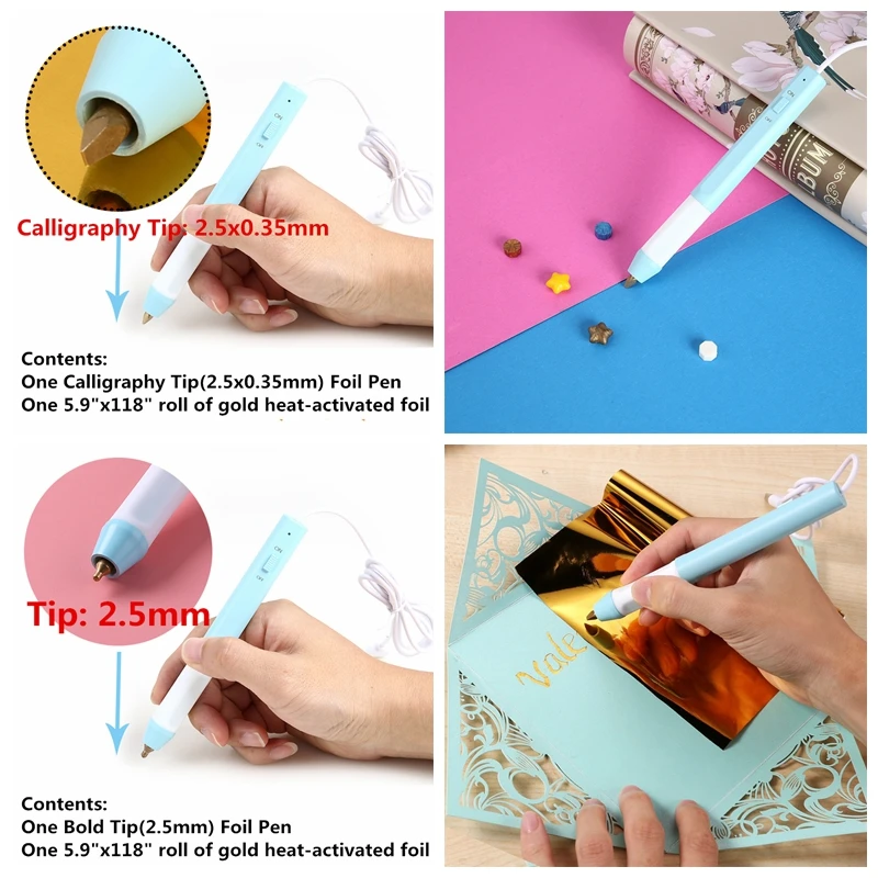 Heated Foil Quill Pen Heat Activate Foil Roll Tool Kit Apply to Cards  Scrapbook Layouts DIY Handmade Craft - AliExpress