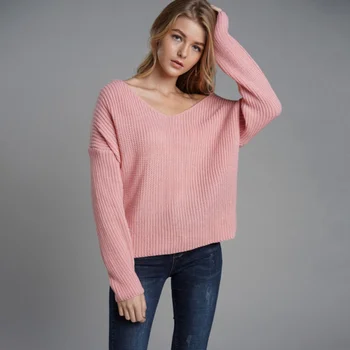 

Women Autumn Winter 2019 New Sweater Sexy Backless Cross Pullover Jumper Knitted Loose Clothes Female Fashion Sweater