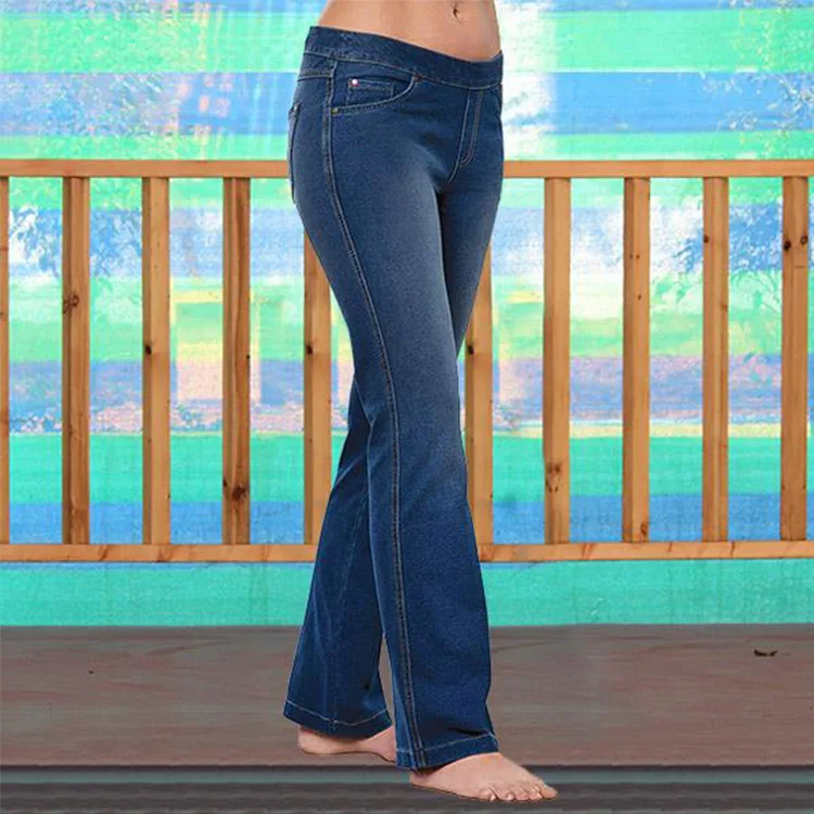 4 цвета Женская мода низкая талия размера плюс Вышитые тонкие расклешенные джинсовые брюки с карманами рваные джинсы для женщин XS-4XL
