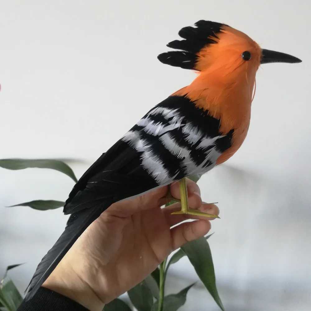Около 30 см пена и перья Hoopoe птица твердая модель hoopoe сценический реквизит, украшение дома и сада Рождественский подарок w0175