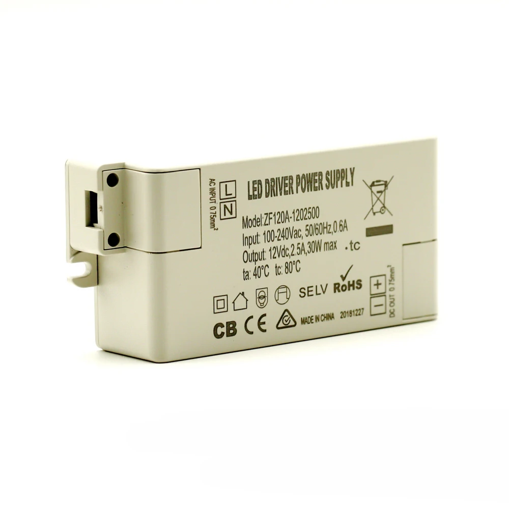 2 шт. ZHENHUAN ZF120A-1202500 12VDC 30 Вт AC/DC адаптер Светодиодный драйвер - Цена: 2 538,94 руб. / набор