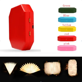 

Folding Rechargeable LED Flip Book Lamp Portable Discoloration Night Light Creative flip seven-color conversion lamp A1