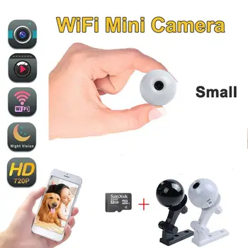 

Mini Portable 720P Camera Room Security WiFi Night Vision Surveillance Camera Motion Detection SD Card Slot Audio APP Camera