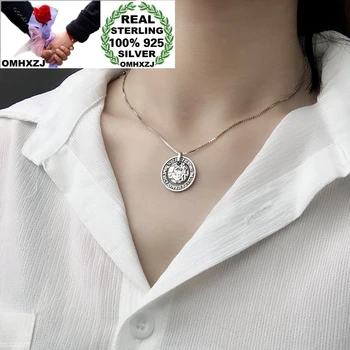 

OMHXZJ Wholesale HA155 European Fashion Woman Girl Birthday Party Gift Round Letters 100% 925 Sterling Silver Pendant Necklace