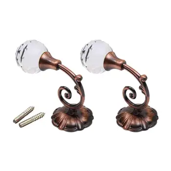 

1 Pair Retro Crystal Ball Curtain Hook Alloy Wall Tie Back Hook Tassel Holder Home Decoration Delicate Holder for Towel Hats