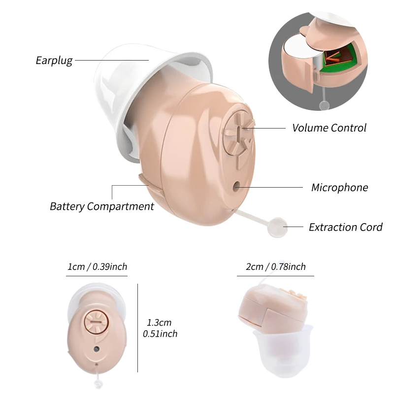 <h2>Audífono Invisible CIC Modelo H1</h2> Adecuado para pérdida auditiva de suave a moderada Tamaño súper Mini: tamaño de los audífonos fuera de la oreja solo 0.659*0, 0,4*0,23 pulgadas, solo pesa 1g, que puede ocultarse bien en sus oídos. Dos colores a elegir, beige o azul Entrega estimada: 15 días Portes sin cargo H57af02b9aa0049f2a1d2250e5230d18dR