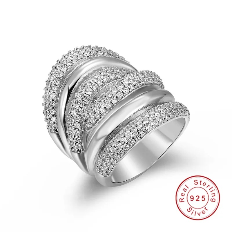 Большое Серебряное коктейльное кольцо на палец для женщин шикарные с позолотой 238 шт Имитация алмазной живописи полное кольцо с полудрагоценным камнем Размер 5-10 - Цвет камня: Белый
