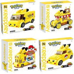 Blocs de construction pokémon Pikachu, Mini Bus Kawaii, boule elfe, modèle de voiture, ensemble de jouets de dessin animé, cadeau d'anniversaire pour enfants, nouvelle collection 