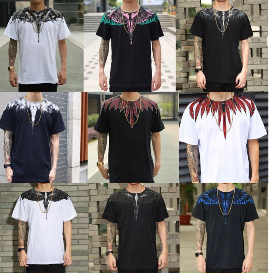

MURBON MARCELO BURLON CONTY OF MILAN 100% COTTON MEN's SHORT SLEEVE SWEATSHIRT COLORFUL WINGS TEE09 OVER SIZE XXS-L