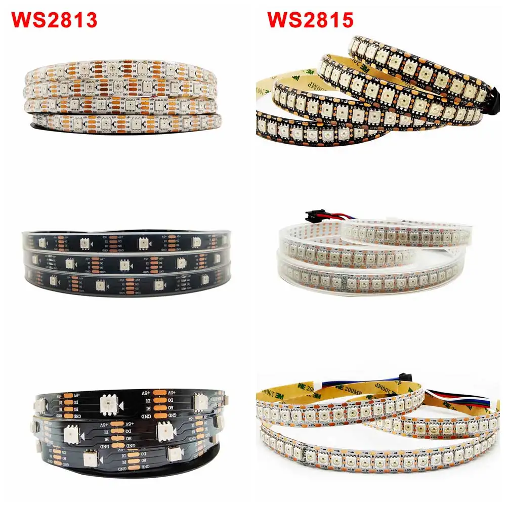 WS2813 WS2815 Светодиодная лента 30/60/144 pixeIs/Ieds/m Smart RGB Ied Iight Strip Белый/Черный PCB IP30/65/67 DC5V DC12V|Светодиодные ленты| |
