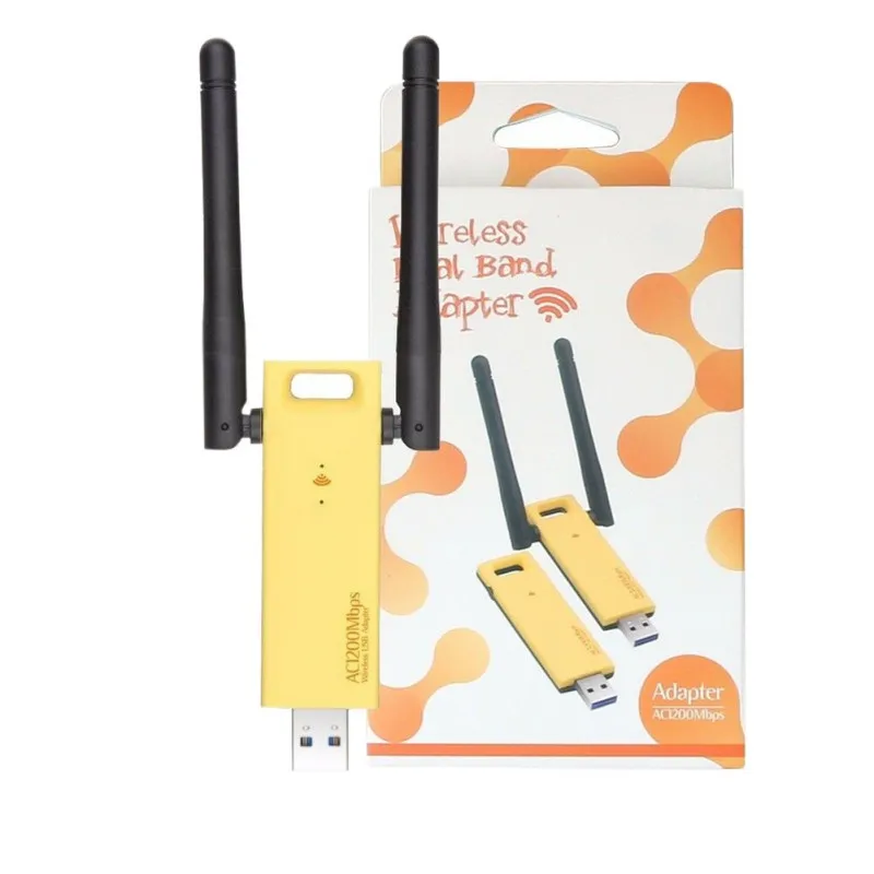 Черный Realtek RTL8812AU двухдиапазонный 1200 Мбит/с беспроводной USB WiFi сетевой адаптер Антенна - Цвет: Черный