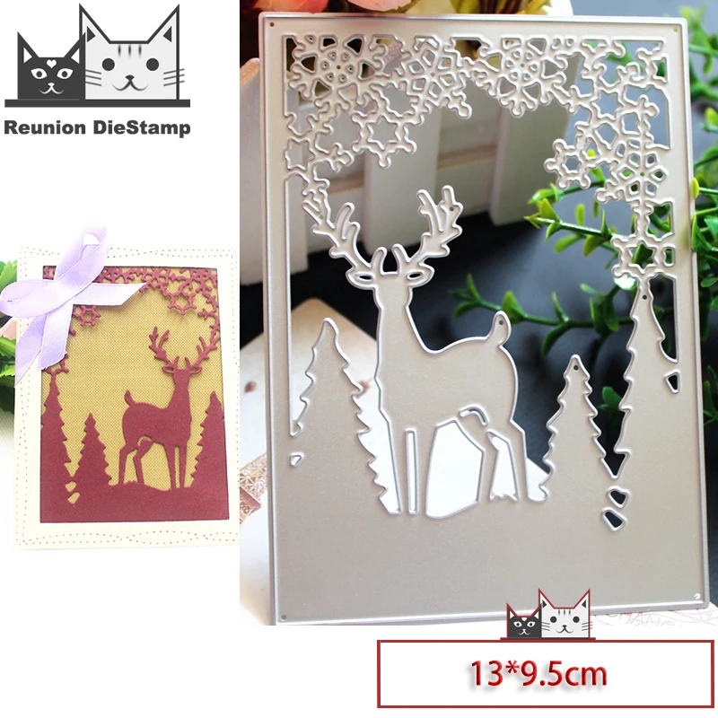 

Reunion METAL CUTTING DIES Christmas deer Fawn background Cut Die Scrapbook Paper Craft Album Card Art Cutter Punch Stencils