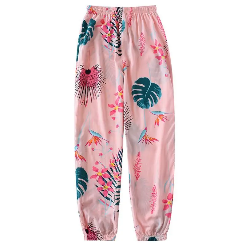 Sleep Bottom Women 100% Cotton Long Pant Home Pajamas Long Pants Big Size Casual Fashion Flower Sleepwear kPaCotAkoWka