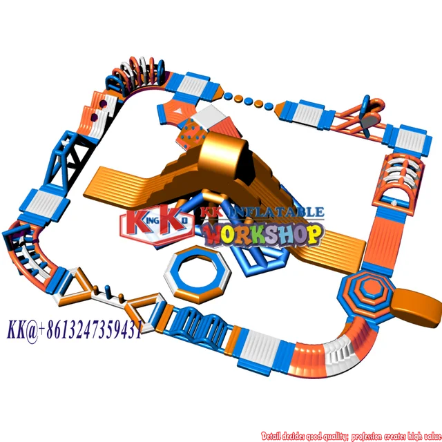 Outdoor ocean sea water/Frame pool water play blue & white color inflatable floating waterpark 6